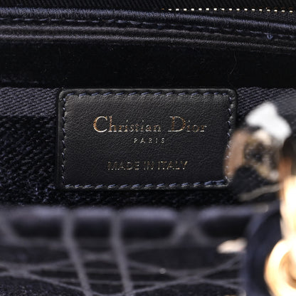 Christian Dior Velvet Cannage Medium Lady D-Lite Blue Red White 6 of 9