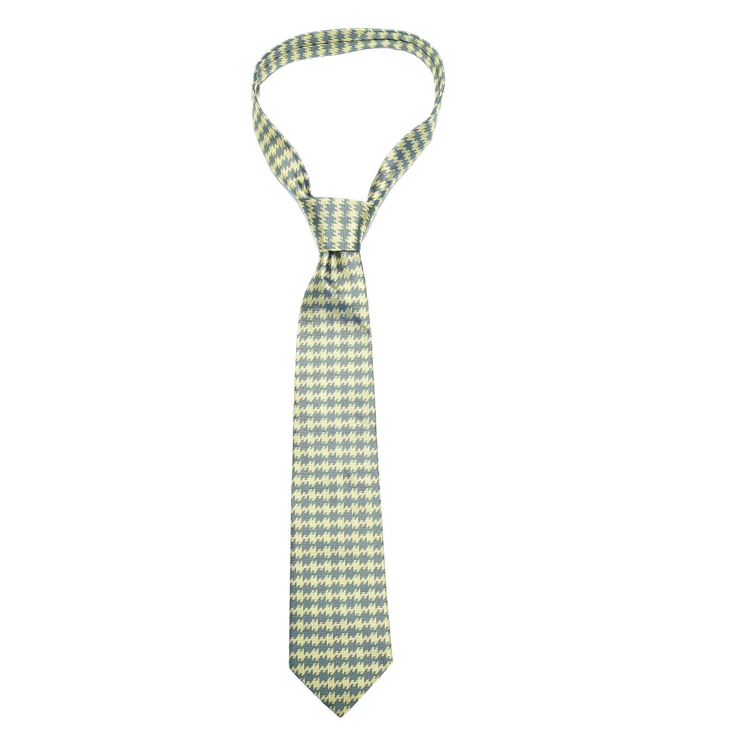 Hermes Woven Silk Mens Neck Tie Vert Fonce Vert Clair 2 of 4