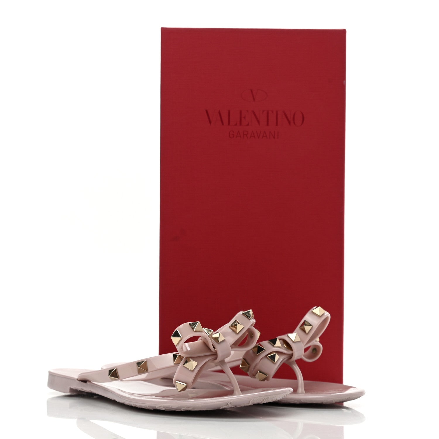 Valentino Garavani PVC Jelly Rockstud Bow Thong Sandals 38 Water Rose 8 of 8