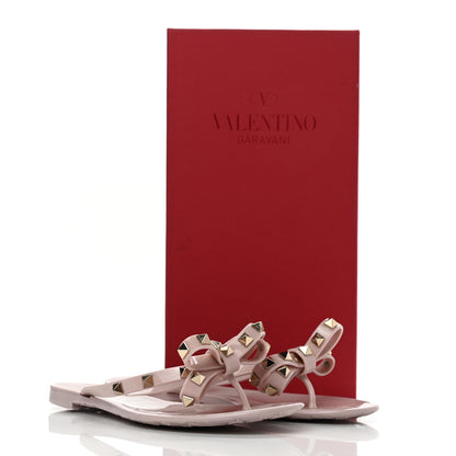 Valentino Garavani PVC Jelly Rockstud Bow Thong Sandals 38 Water Rose 8 of 8
