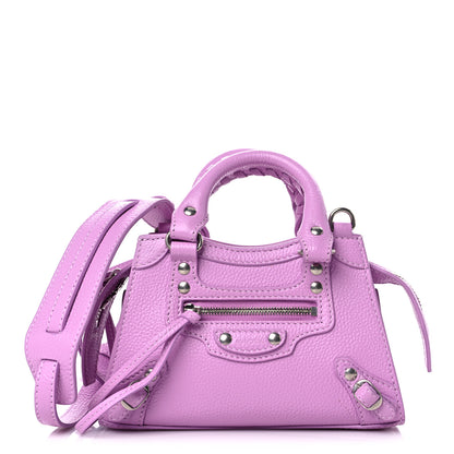 Balenciaga Grained Calfskin Neo Classic Silver Hardware Nano City Crossbody Lilac 1 of 8