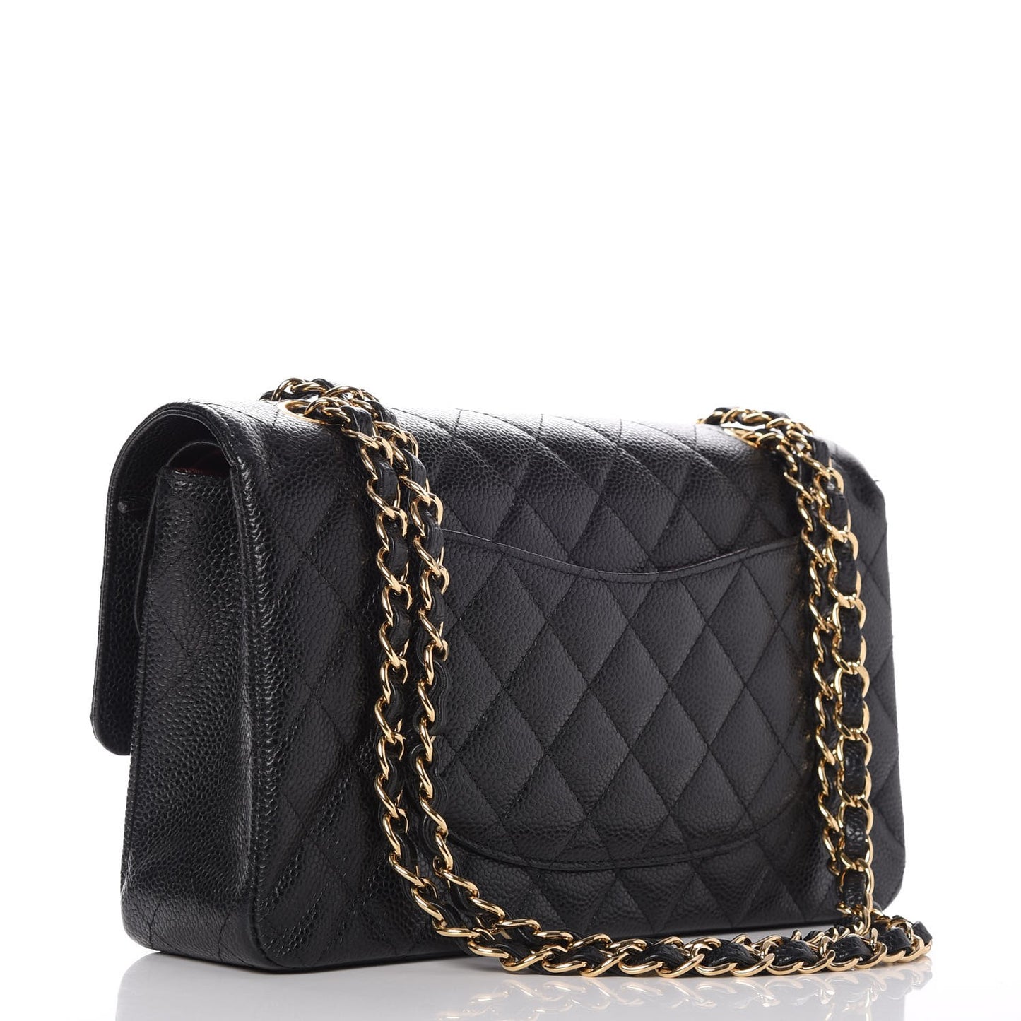 Caviar Quilted Medium Double Flap Black