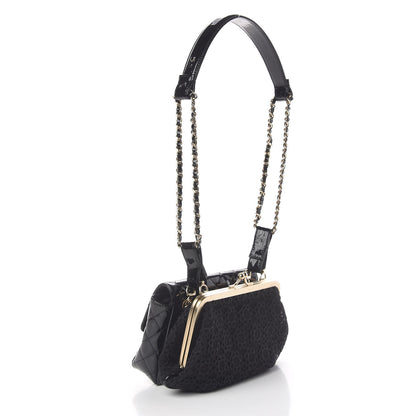 Chanel Patent Lace Mini Kiss Lock Double Bag Black 4 of 13