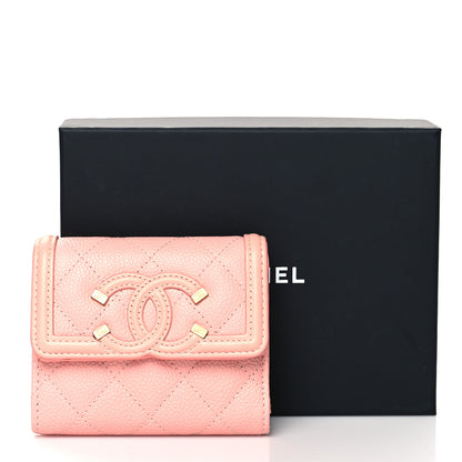 Chanel Caviar Quilted Medium Filigree Flap Wallet Pink 10 of 10