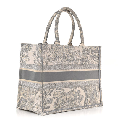 Christian Dior Canvas Embroidered Medium Dioriviera Toile De Jouy Book Tote Gray 3 of 11