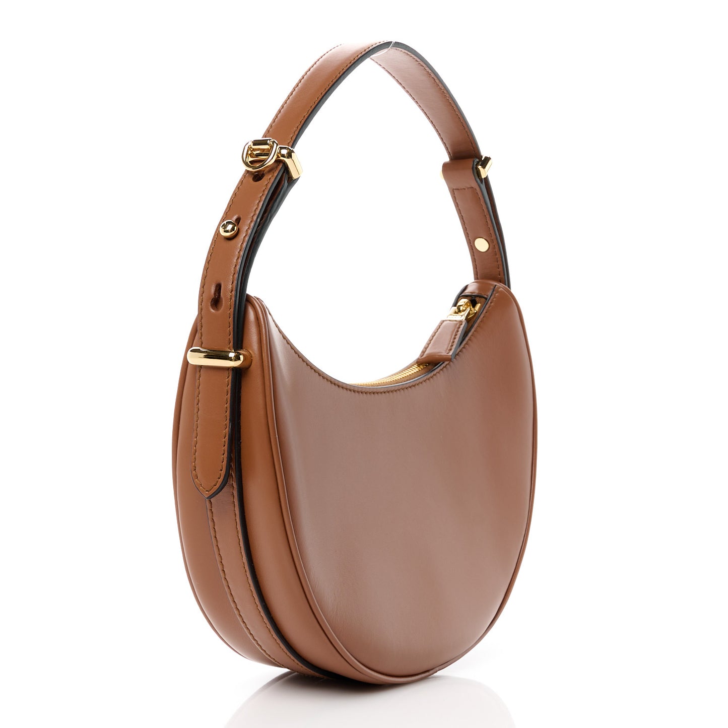 Soft Calfskin Arque Shoulder Bag Cognac
