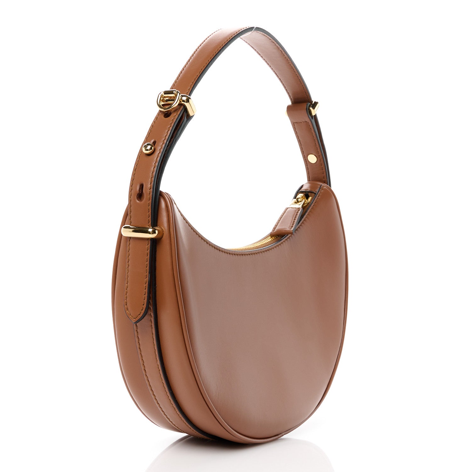 Prada Soft Calfskin Arque Shoulder Bag Cognac 4 of 11