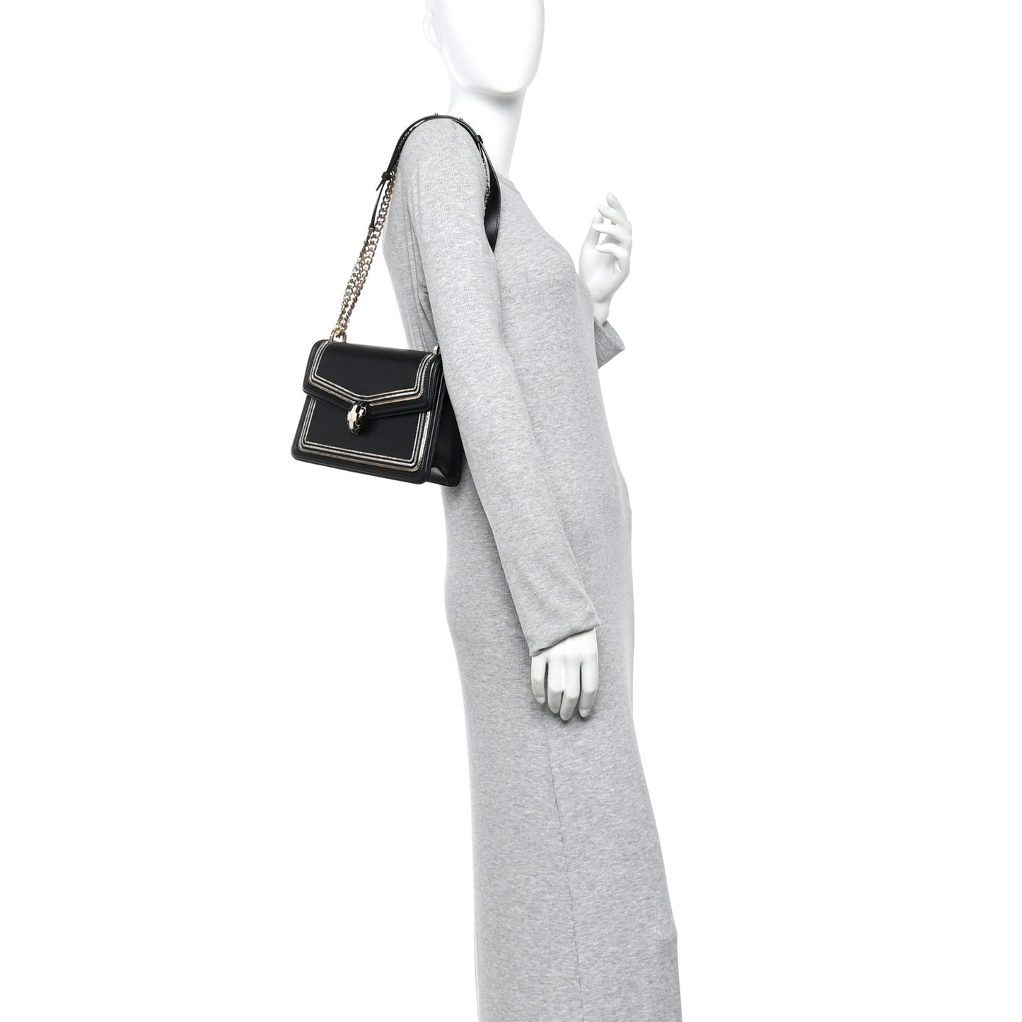 Calfskin Chain Serpenti Forever Crossbody Bag Black