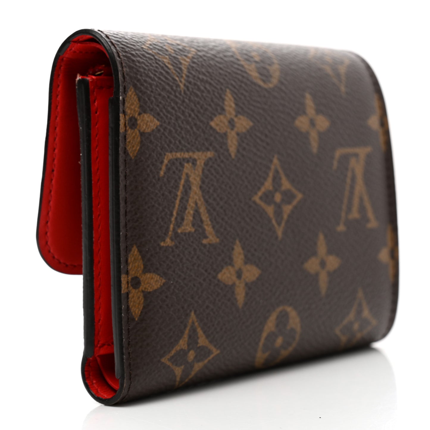Monogram Flower Lock Compact Wallet Coquelicot