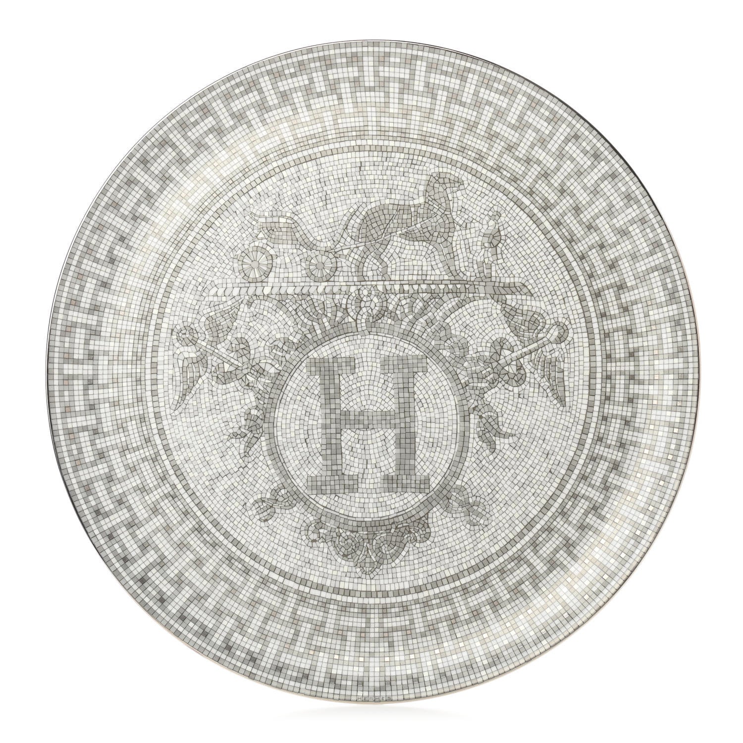 Hermes Porcelain Mosaique au 24 Platine Tart Platter 1 of 6
