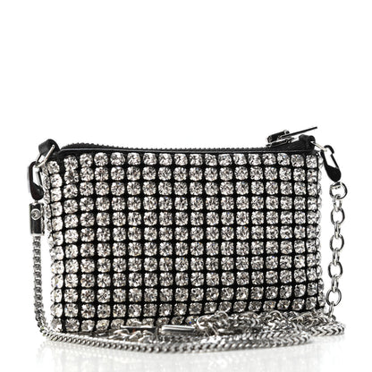 Alexander Wang Mesh Crystal Rhinestone Nano Heiress Shoulder Bag Black Silver 2 of 4
