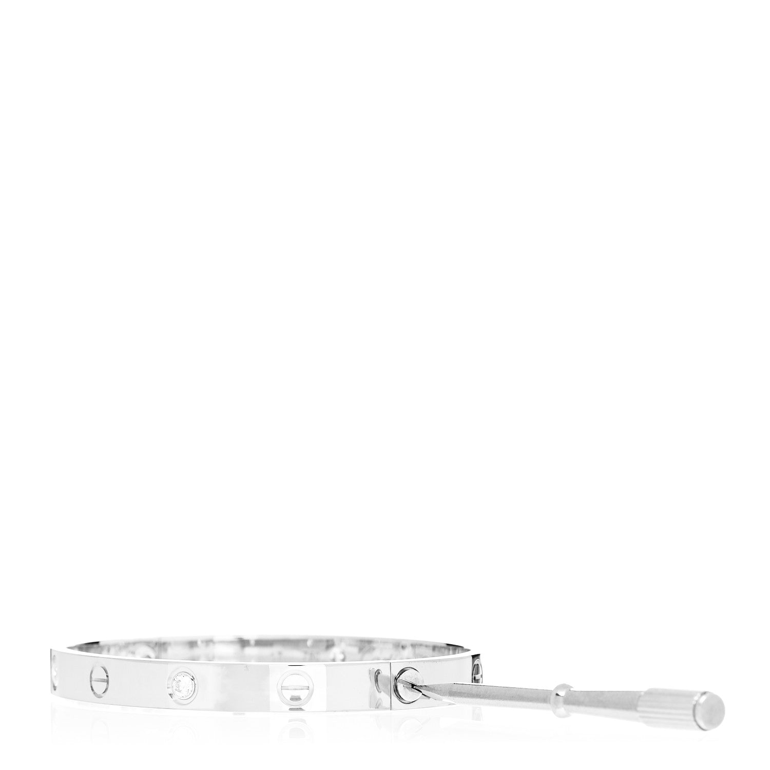 Cartier 18K White Gold 4 Diamond LOVE Bracelet 17 3 of 8