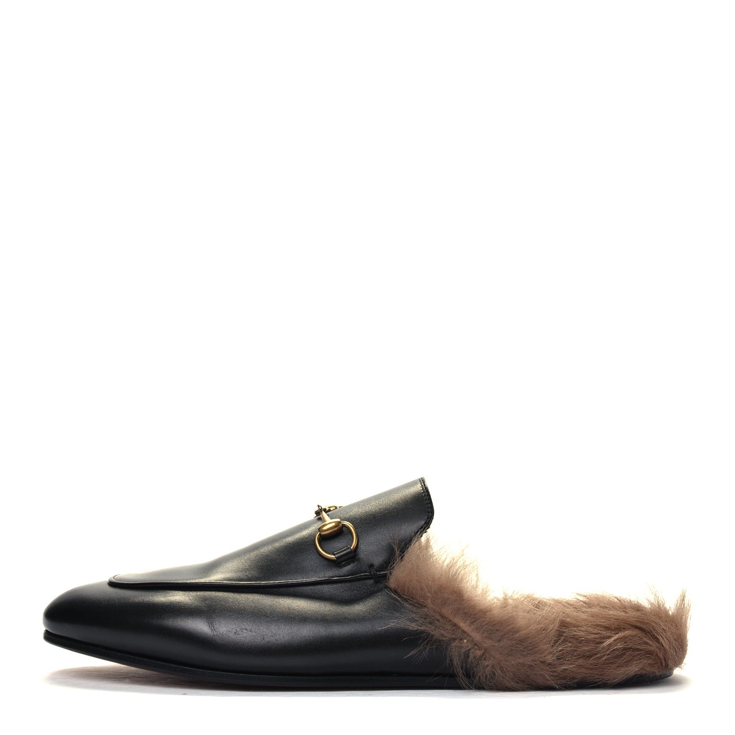 Calfskin Fur Womens Princetown Slippers 41 Black
