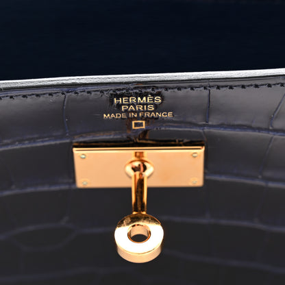 Hermes Shiny Alligator Kelly Longue Wallet Bleu Marine 6 of 9