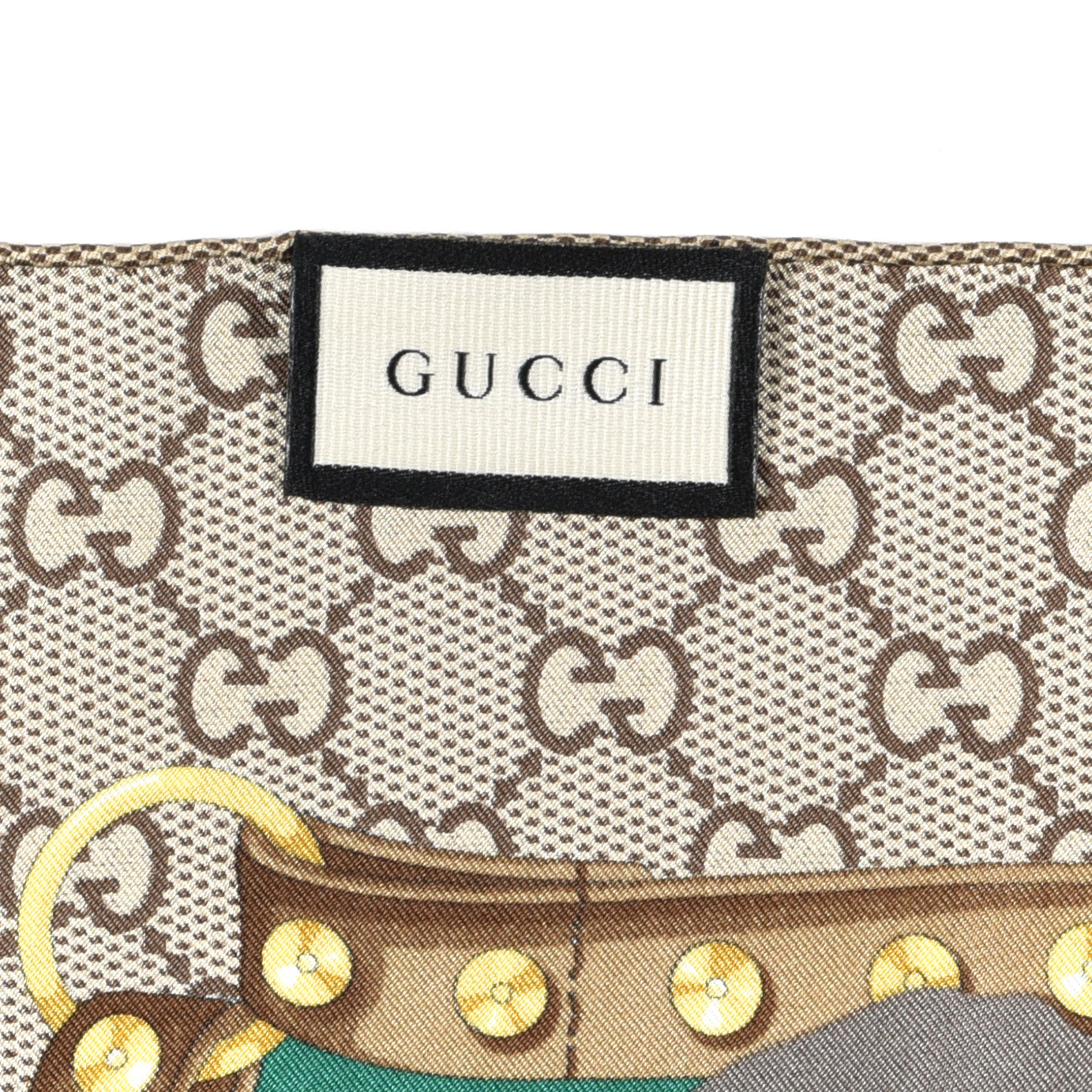 Gucci Silk Twill GG Monogram New Panshie Square Scarf Grass Green Yellow 4 of 4