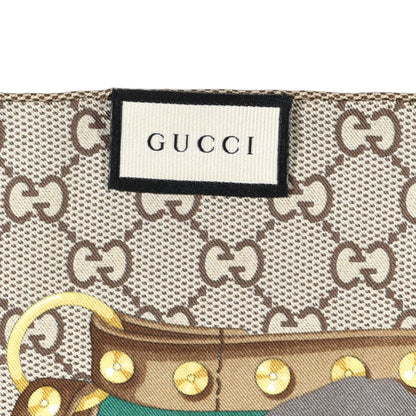 Gucci Silk Twill GG Monogram New Panshie Square Scarf Grass Green Yellow 4 of 4