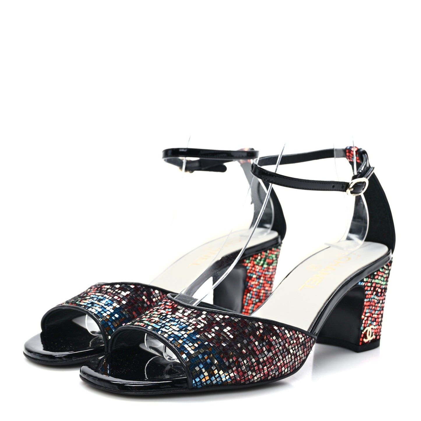 Suede CC Chain Sandals 39 Black