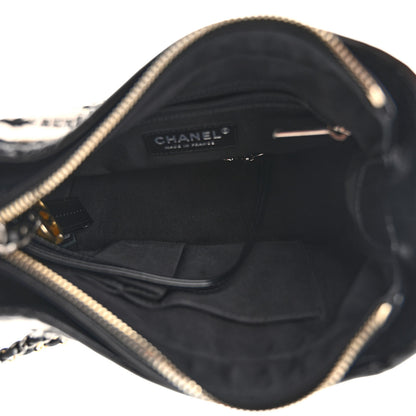 Chanel Tweed Calfskin Quilted Small Gabrielle Hobo Black Multicolor 4 of 8