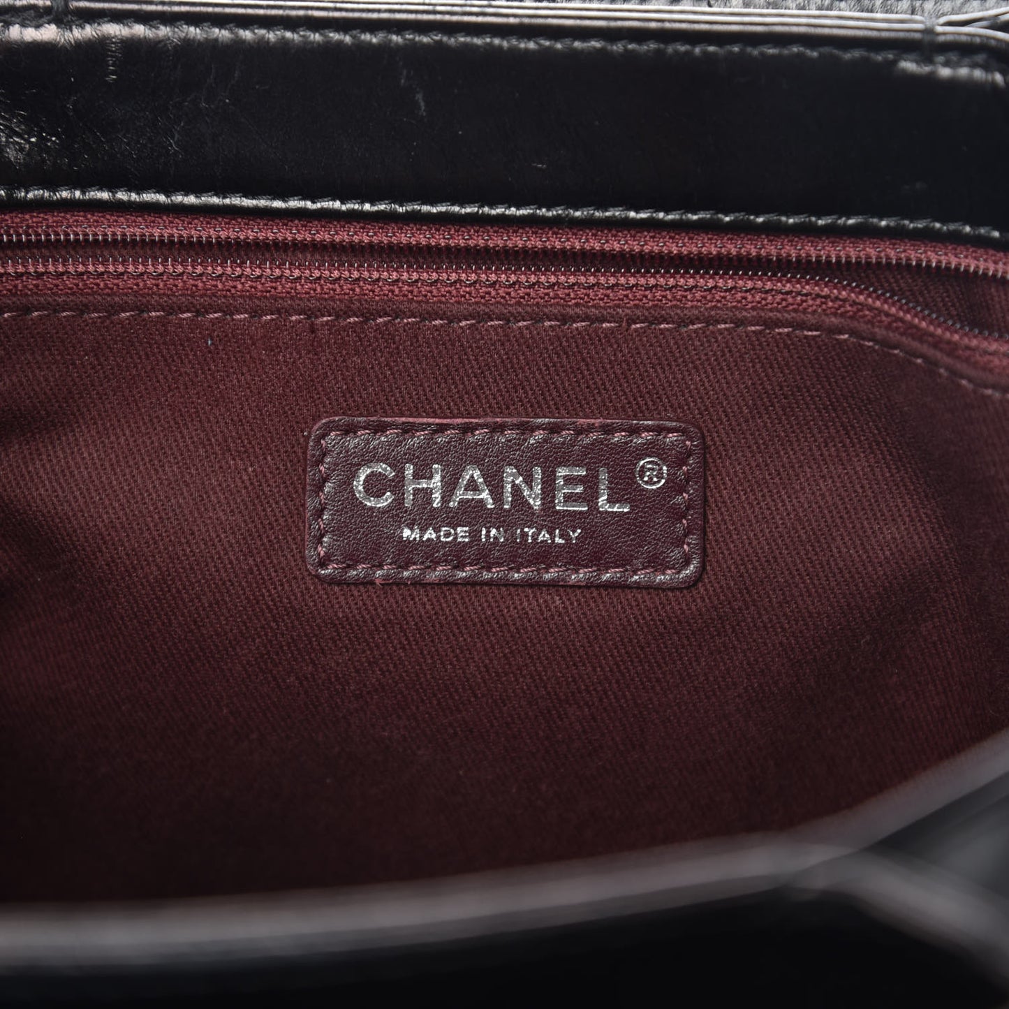 Glazed Calfskin Quilted Accordion Flap Black