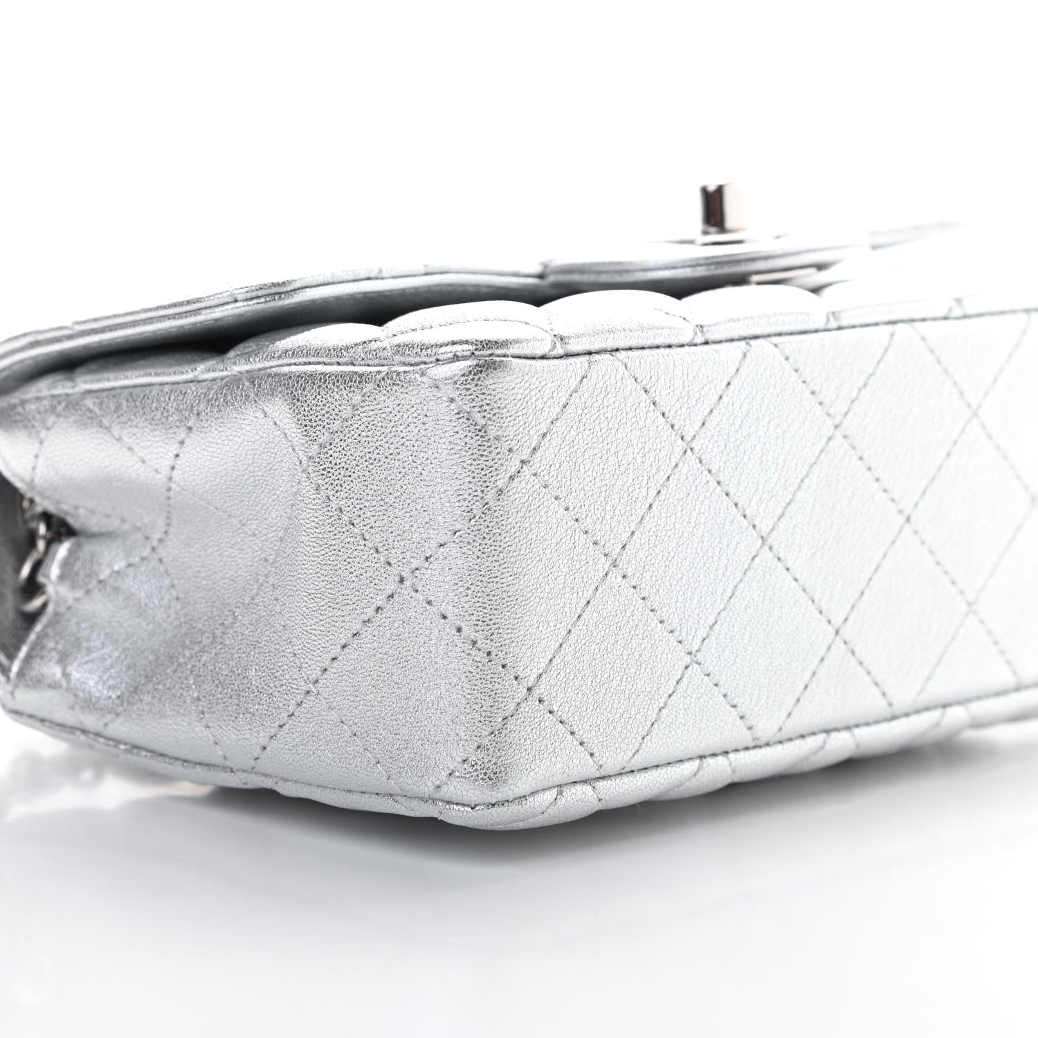 Chanel Metallic Lambskin Quilted Mini Rectangular Flap Silver 9 of 10
