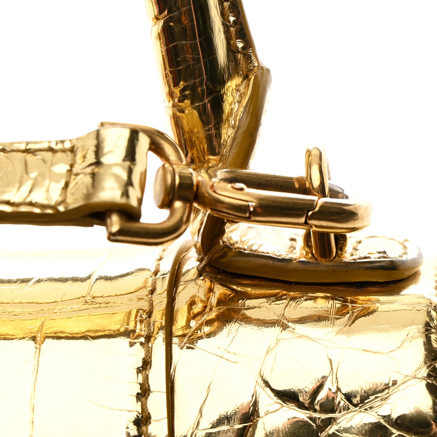Balenciaga Metallic Calfskin Crocodile Embossed Hourglass Top
