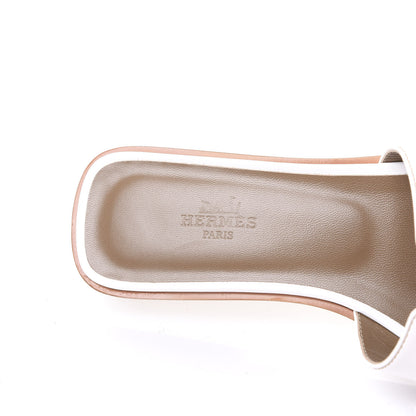 Hermes Box Calfskin Oran Sandals 37 White 6 of 9
