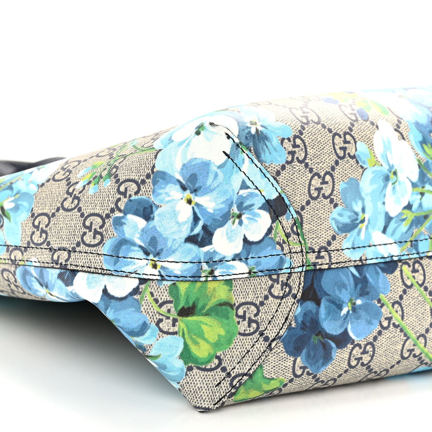 GG Supreme Monogram Blooms Medium Reversible Tote Beige Blue Navy