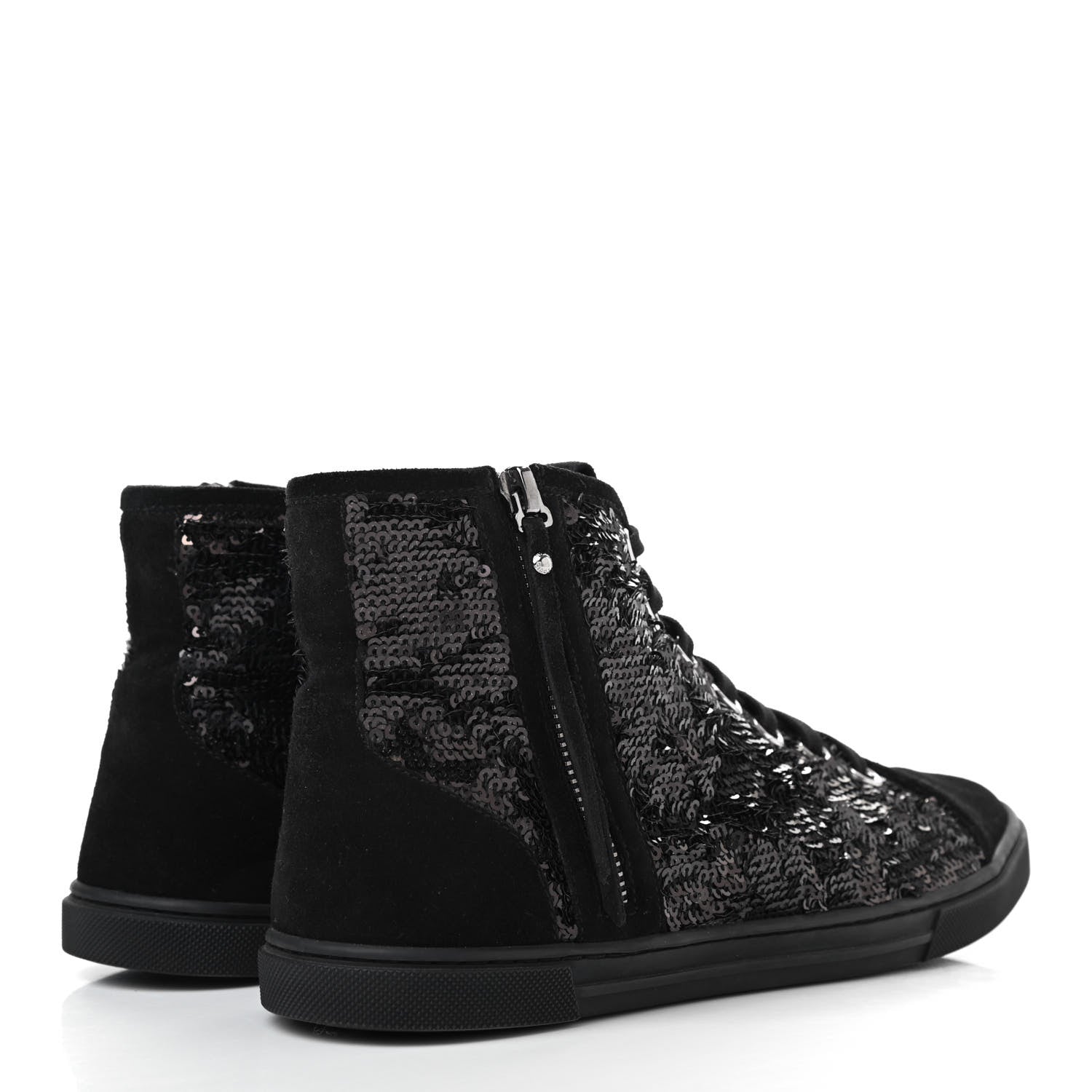 Louis Vuitton Suede Sequin High Top Sneakers 37.5 Black 4 of 8