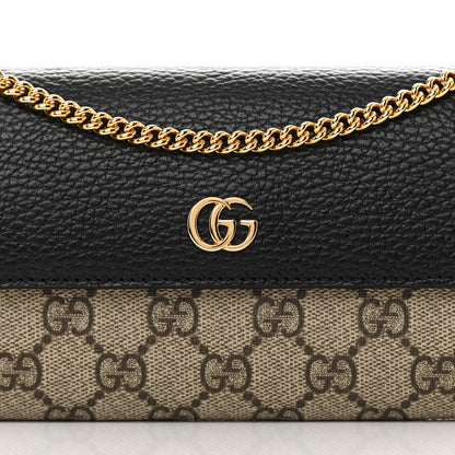 Gucci Dollar Calfskin GG Supreme Monogram Petite GG Marmont Wallet Chain Bag Black Beige Ebony 8 of 12
