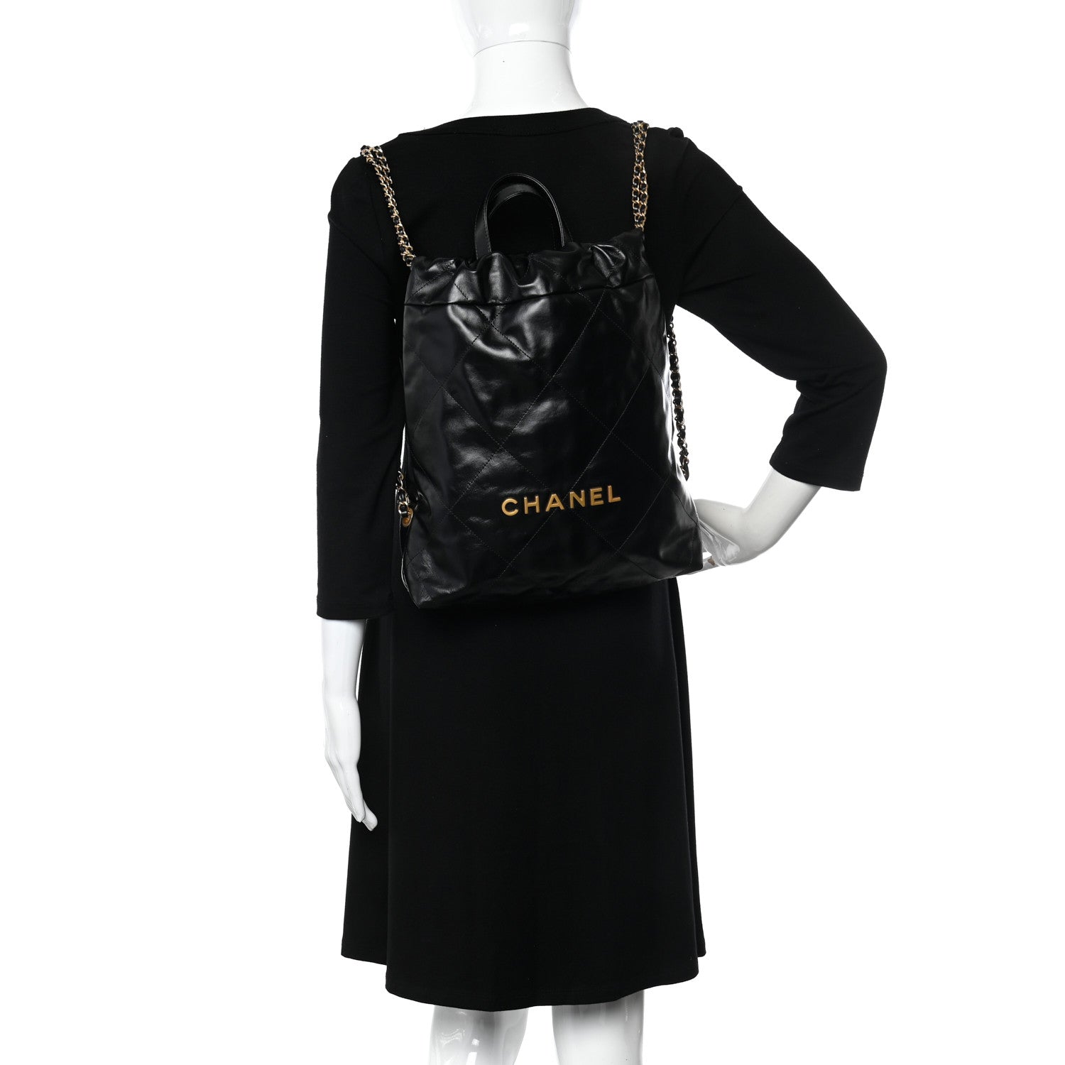 Chanel Shiny Calfskin Quilted Chanel 22 Backpack Black 2 of 10