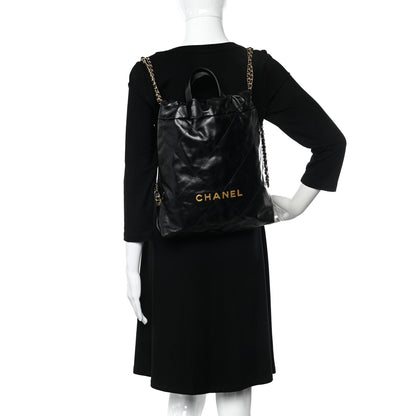 Chanel Shiny Calfskin Quilted Chanel 22 Backpack Black 2 of 10