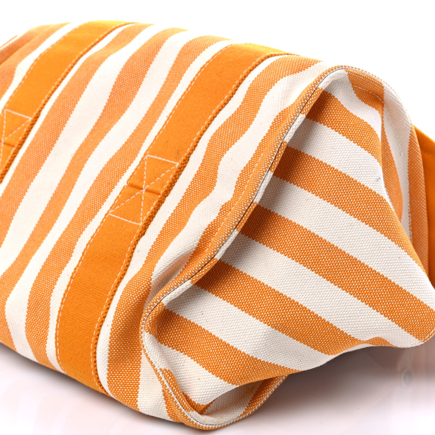 Hermes Canvas Striped Cannes Beach Bag PM Orange 9 of 13