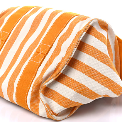 Hermes Canvas Striped Cannes Beach Bag PM Orange 9 of 13