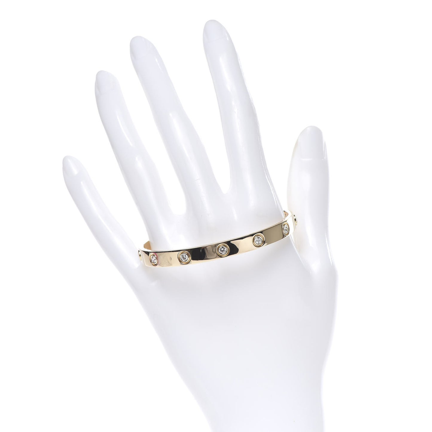 18K Yellow Gold 10 Diamond LOVE Bracelet 17