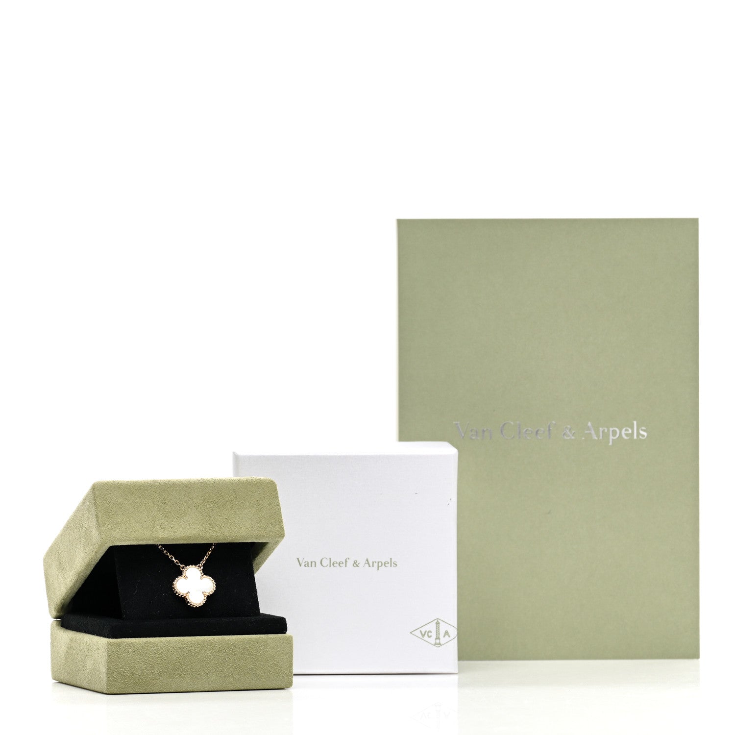 Van Cleef & Arpels 18K Yellow Gold Mother of Pearl Vintage Alhambra Pendant Necklace 6 of 6