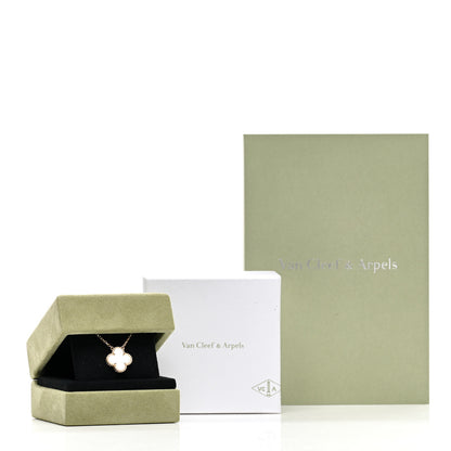 Van Cleef & Arpels 18K Yellow Gold Mother of Pearl Vintage Alhambra Pendant Necklace 6 of 6