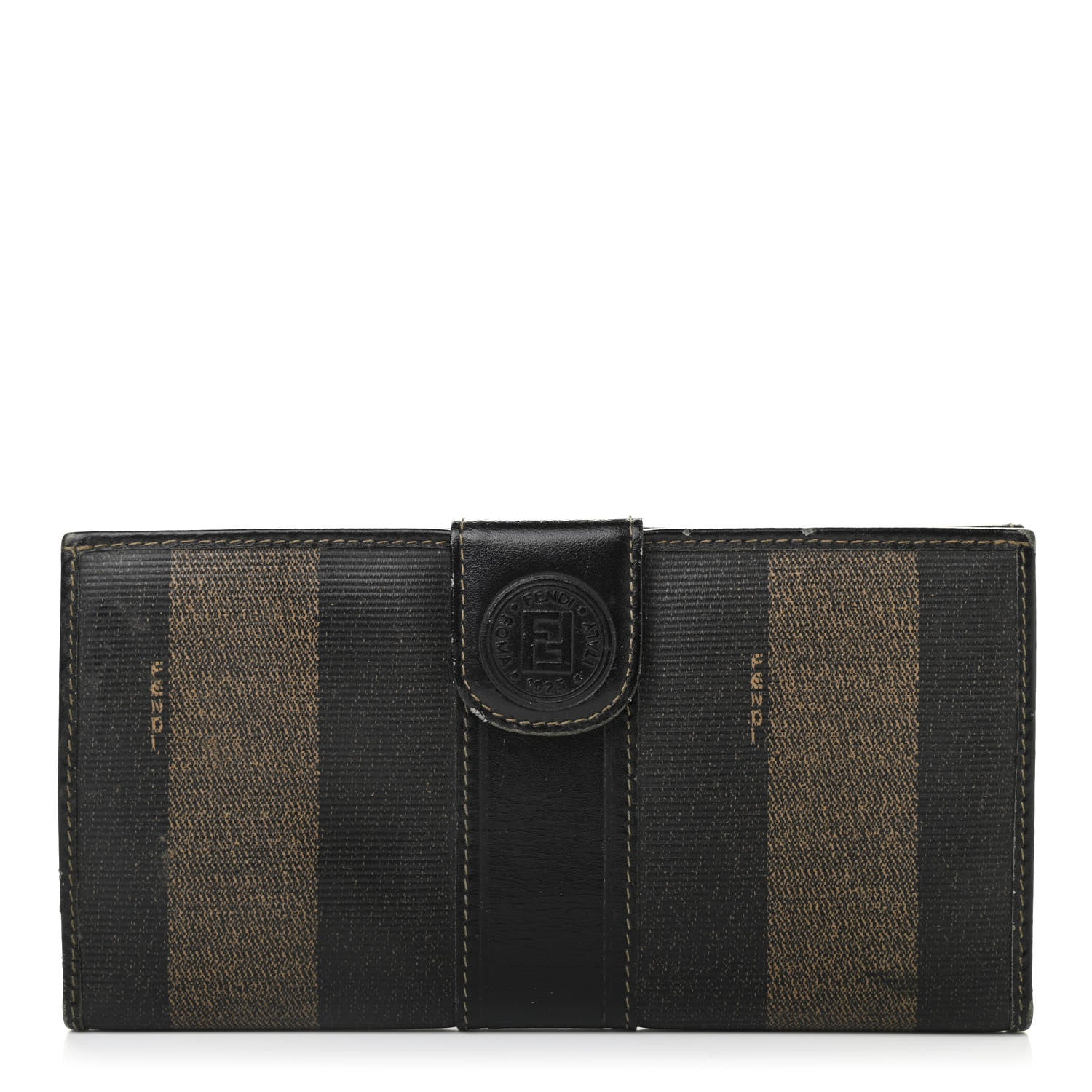 Fendi Pequin Continental Wallet Dark Brown 1 of 15