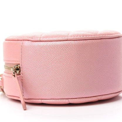Chanel Iridescent Caviar Resin Quilted Round Clutch With Chain Pink 6 of 11