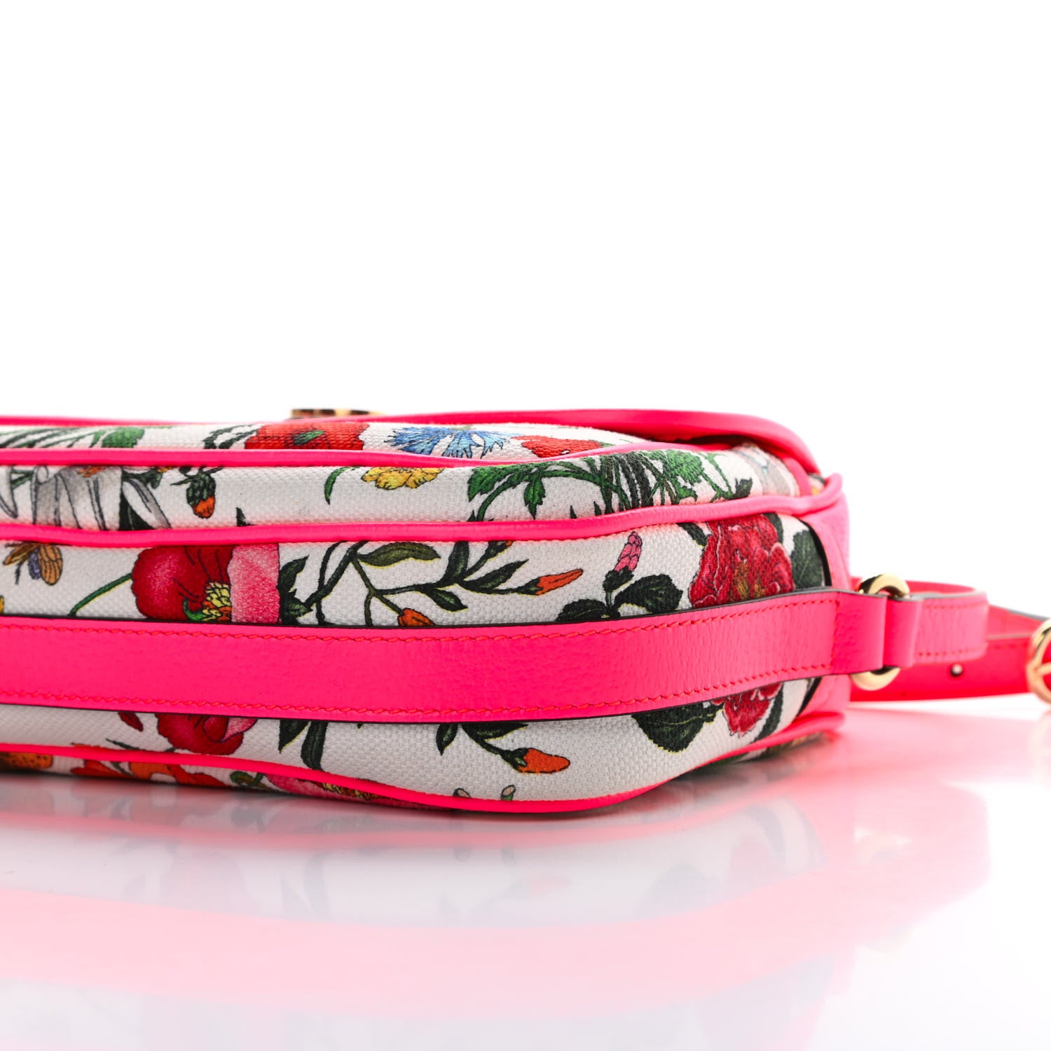 Gucci Canvas Flora Floral Shoulder Bag White Fuchsia Fluo 10 of 10