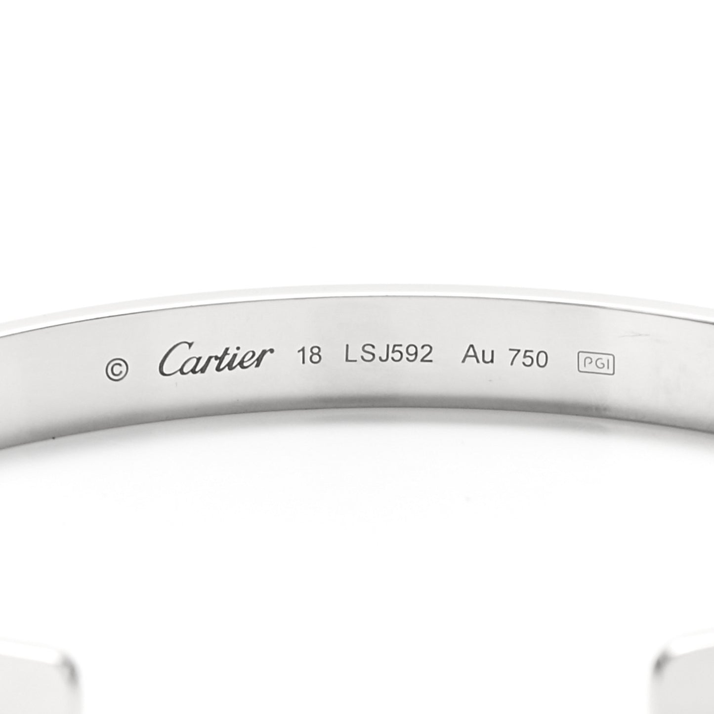 18K White Gold LOVE Cuff Bracelet 18