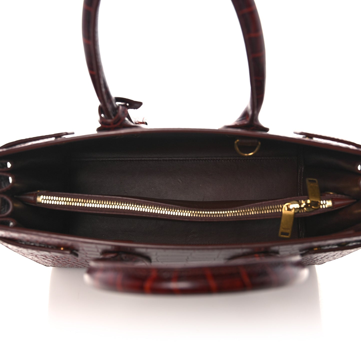 Calfskin Crocodile Embossed Small Sac de Jour Dark Blood