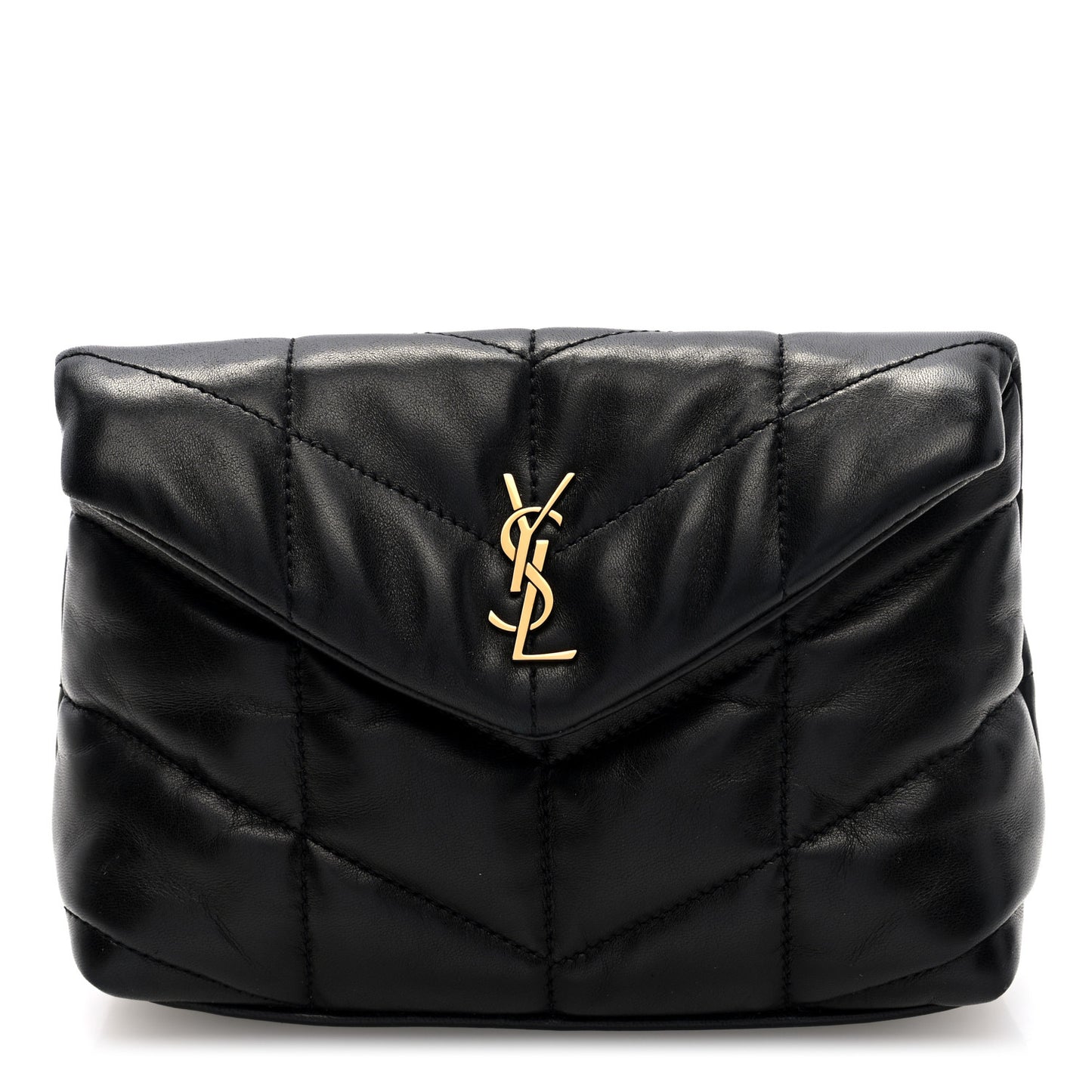 Lambskin Monogram Loulou Puffer Pouch Clutch Black