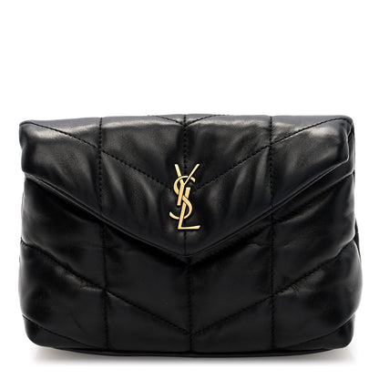 Saint Laurent Lambskin Monogram Loulou Puffer Pouch Clutch Black 1 of 7