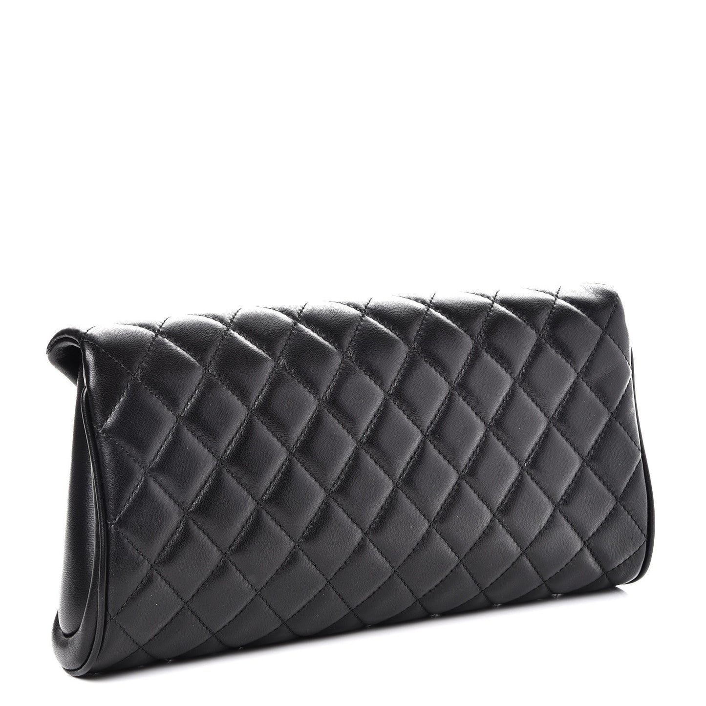 Lambskin Quilted Fold Up Again Clutch Black