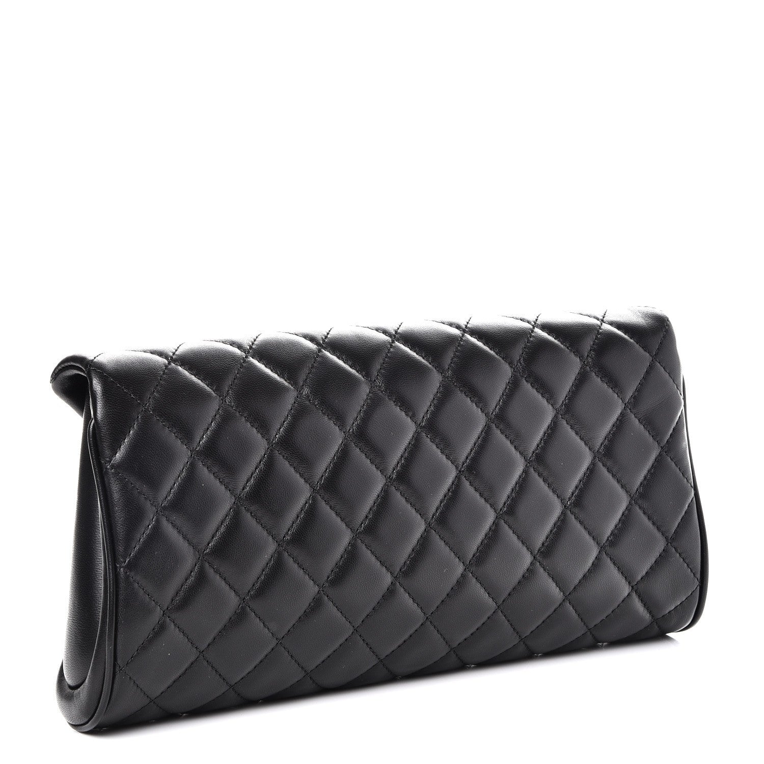 Chanel Lambskin Quilted Fold Up Again Clutch Black 3 of 8