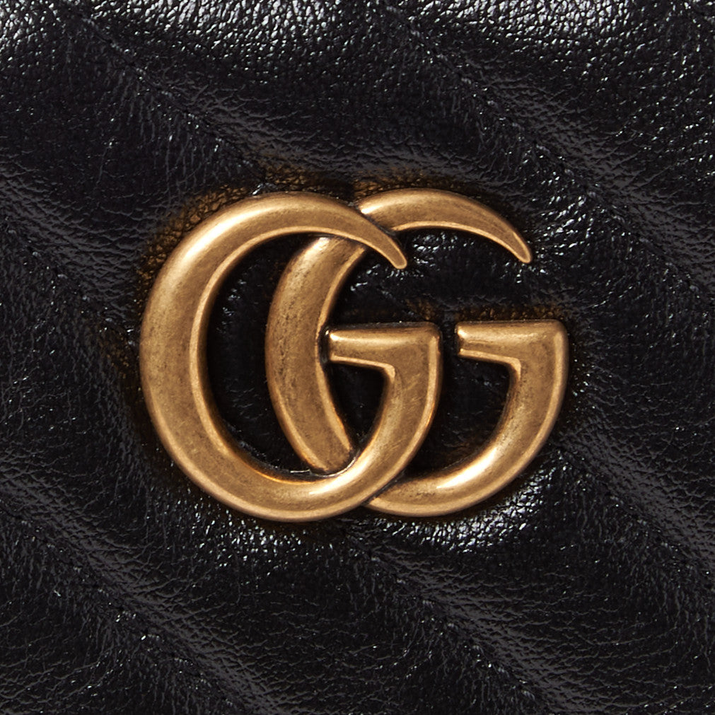 Gucci Azalea Calfskin Matelasse Diagonal GG Marmont Tote Bag Black 10 of 11