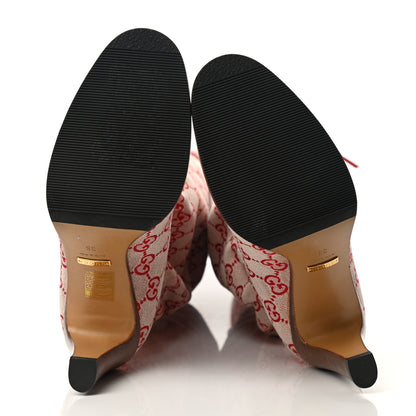Gucci Monogram Over The Knee Boots 36 Gardenia Hibiscus Red 5 of 6