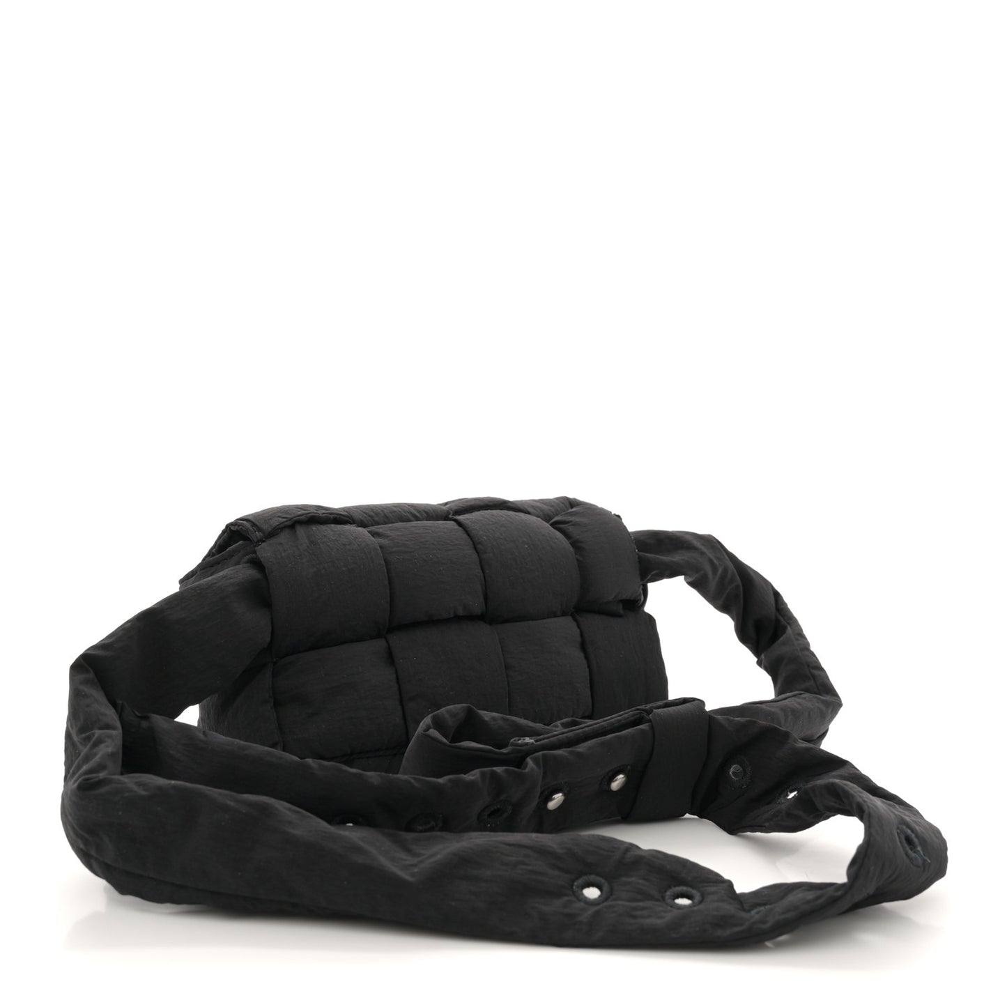 Nylon Intrecciato Padded Tech Mini Cassette Belt Bag Black