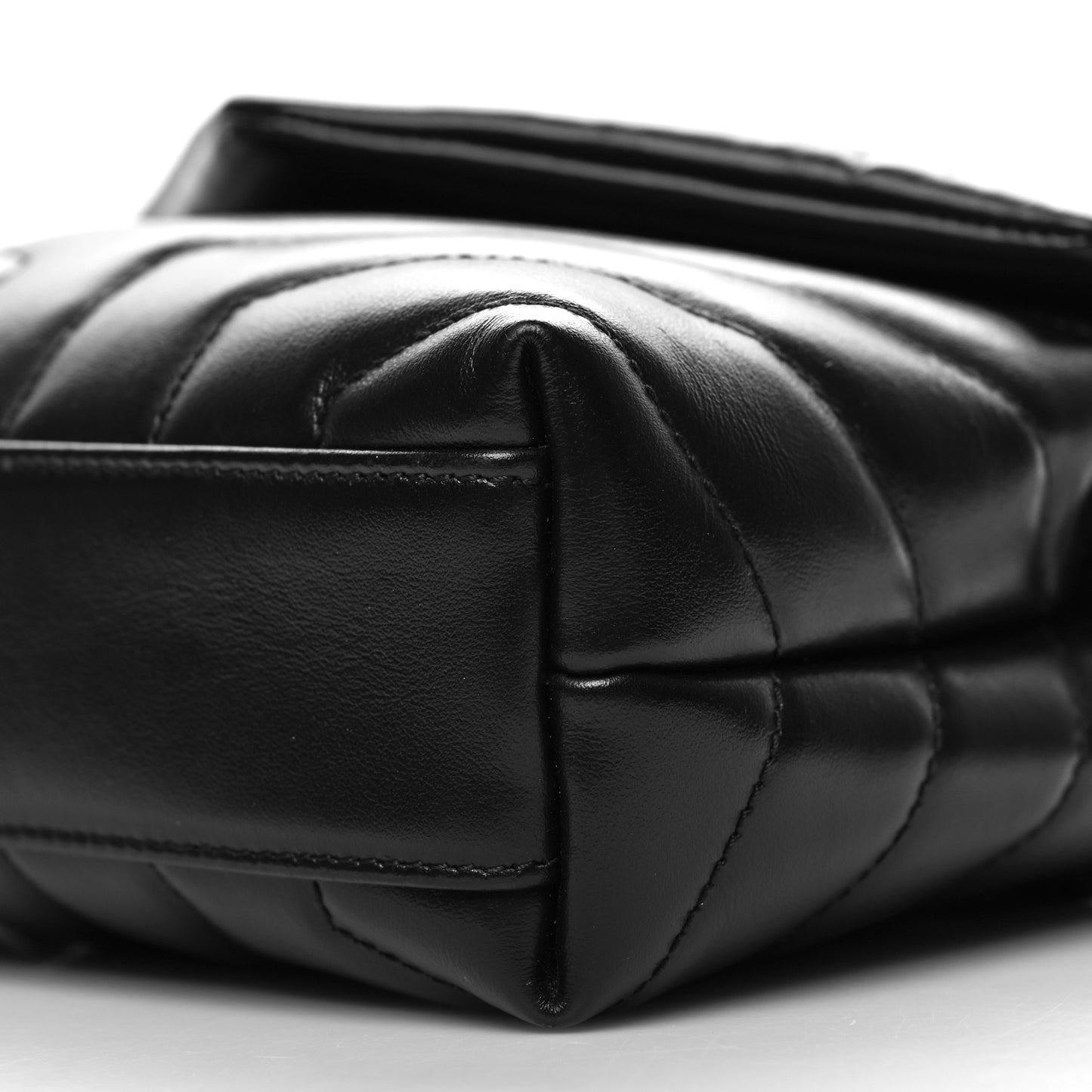 Calfskin Y Quilted Monogram Monochrome Toy Loulou Crossbody Bag Black