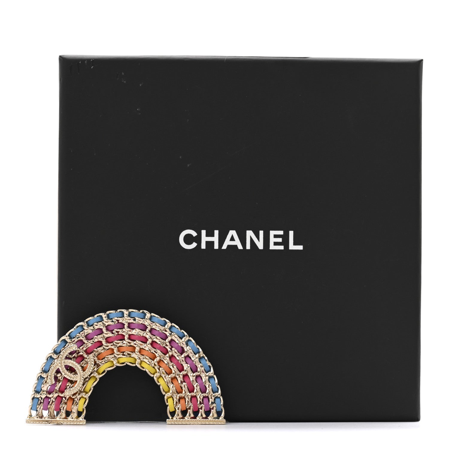 Chanel Lambskin Chain Rainbow CC Brooch Gold Multicolor 4 of 4